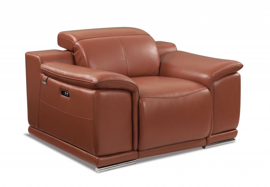 Mod Camel Brown Italian Leather Recliner Chair-476507-1