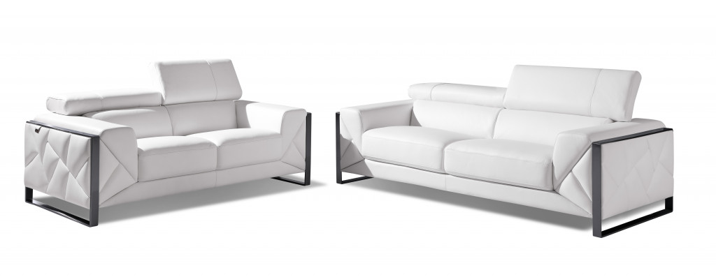 Two Piece Indoor White Italian Leather Five Person Seating Set-476547-1