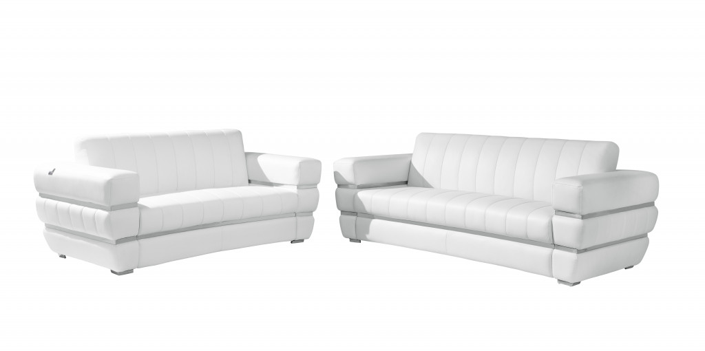 Two Piece Indoor White Italian Leather Five Person Seating Set-476553-1