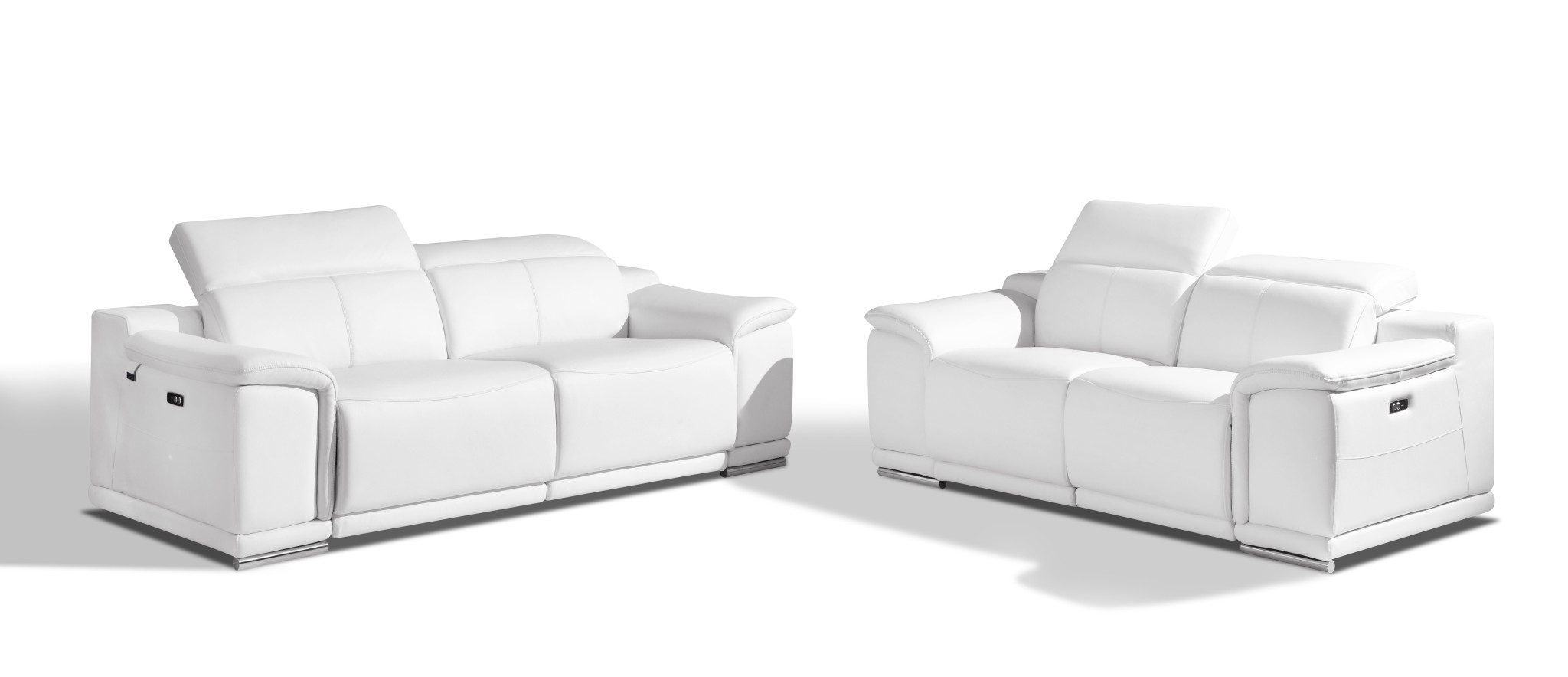 Two Piece Indoor White Italian Leather Five Person Seating Set-476559-1