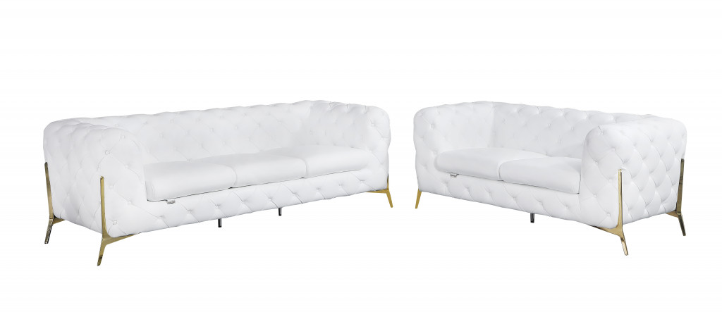 Two Piece Indoor White Italian Leather Five Person Seating Set-476569-1