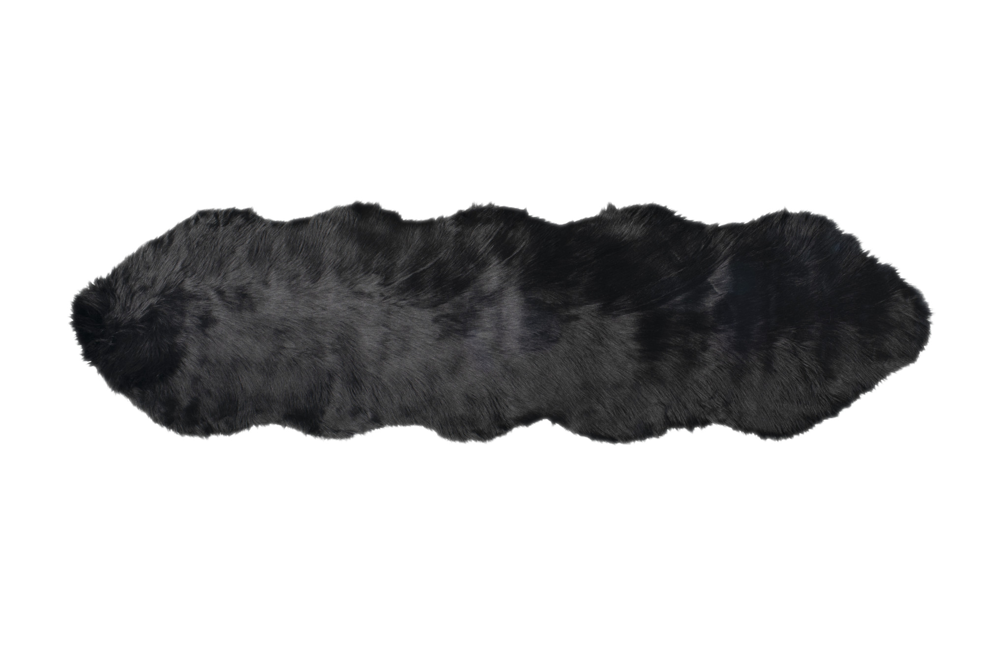 2" X 6" Black Faux Fur Washable Non Skid Area Rug