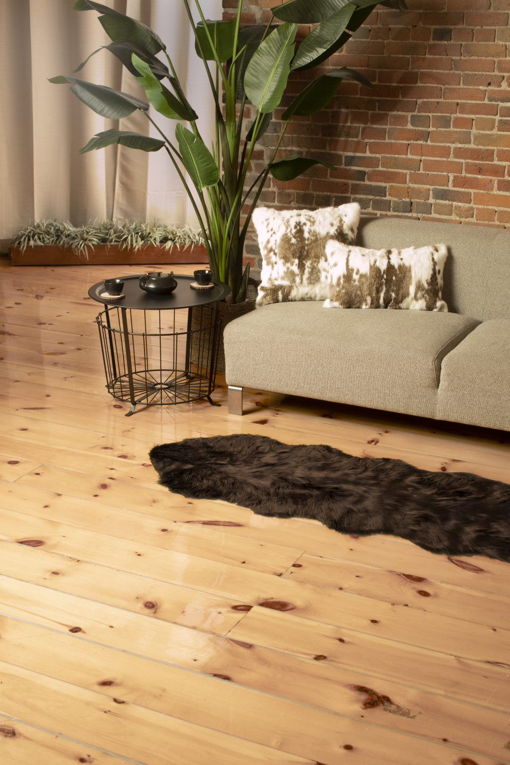 2" X 6" Chocolate Faux Fur Washable Non Skid Area Rug