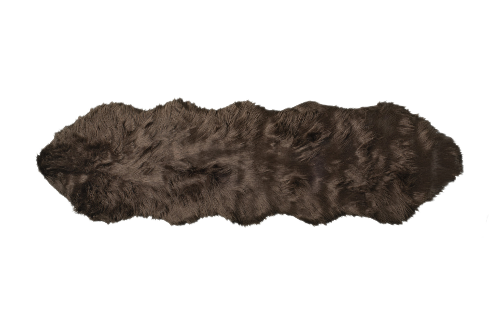 2" X 6" Chocolate Faux Fur Washable Non Skid Area Rug