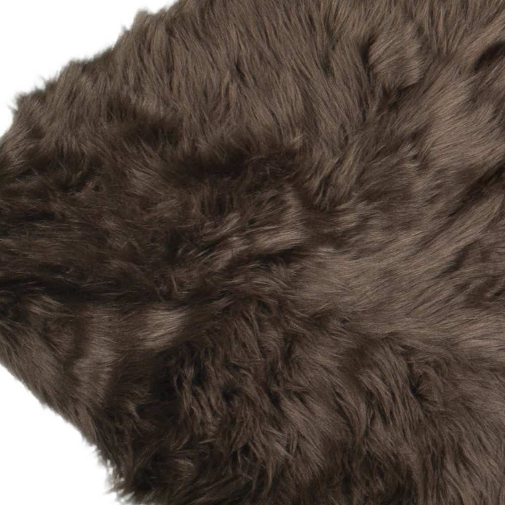 2" X 6" Chocolate Faux Fur Washable Non Skid Area Rug