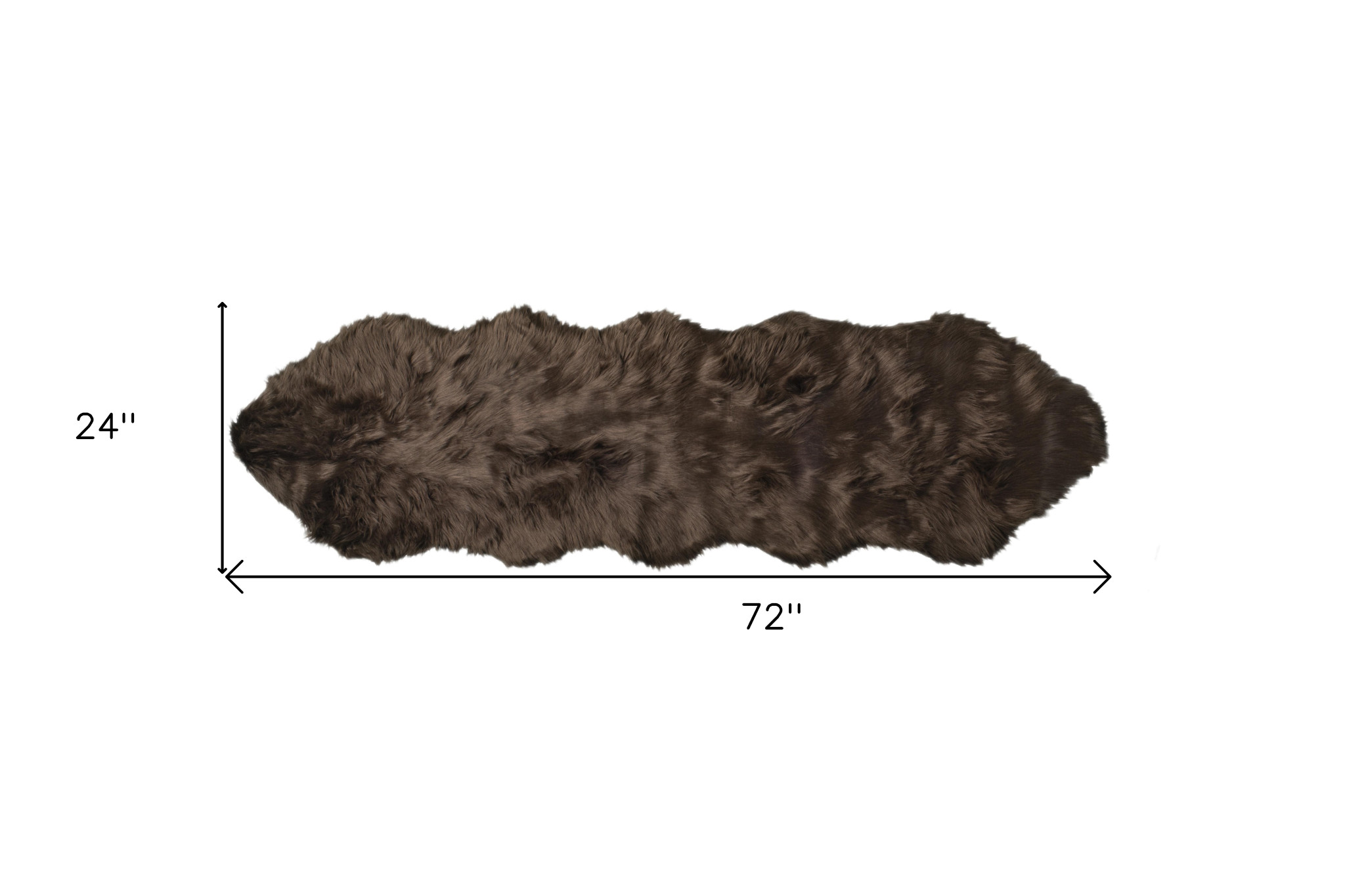 2" X 6" Chocolate Faux Fur Washable Non Skid Area Rug