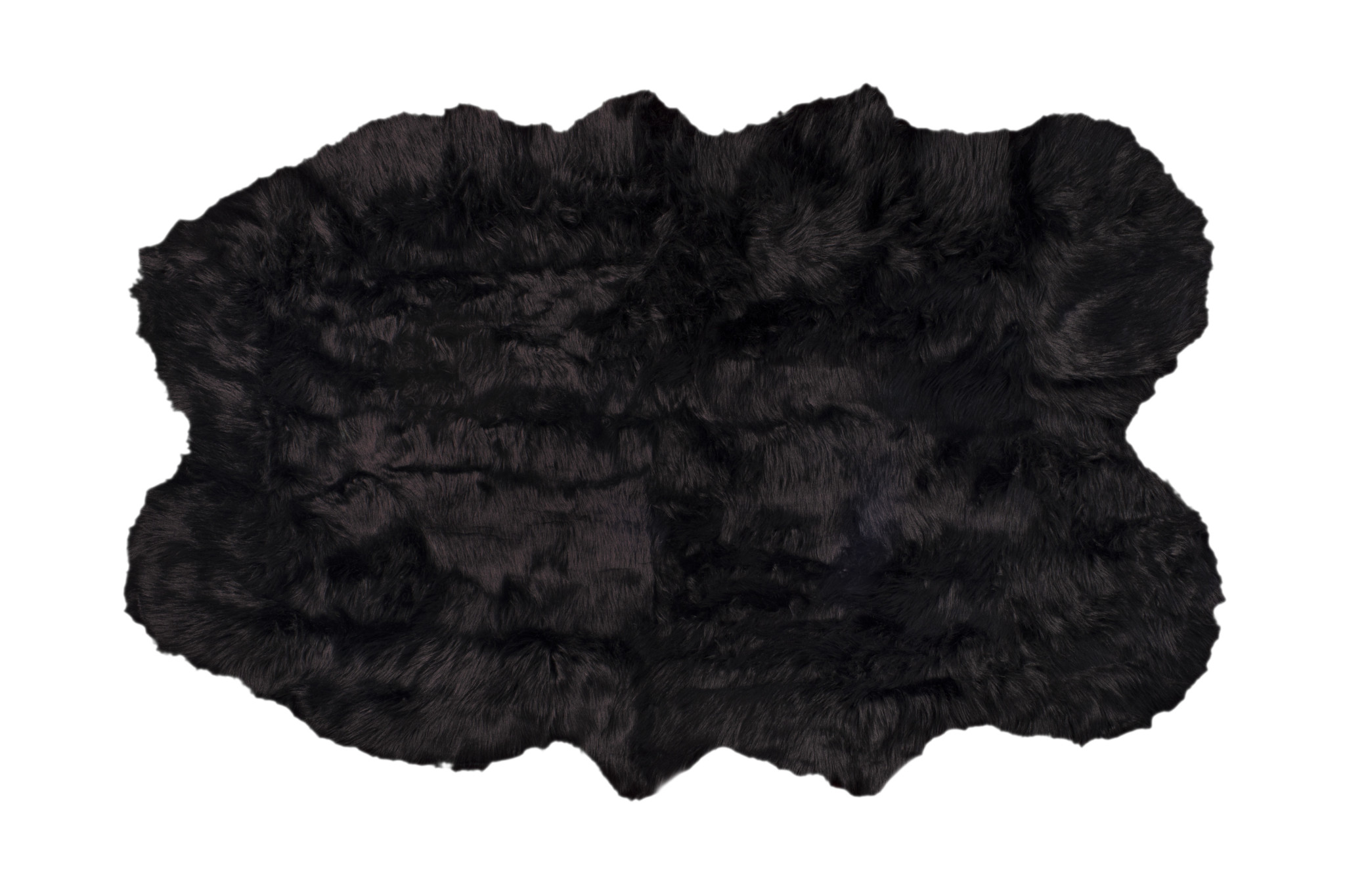 4" X 6" Black Faux Fur Washable Non Skid Area Rug