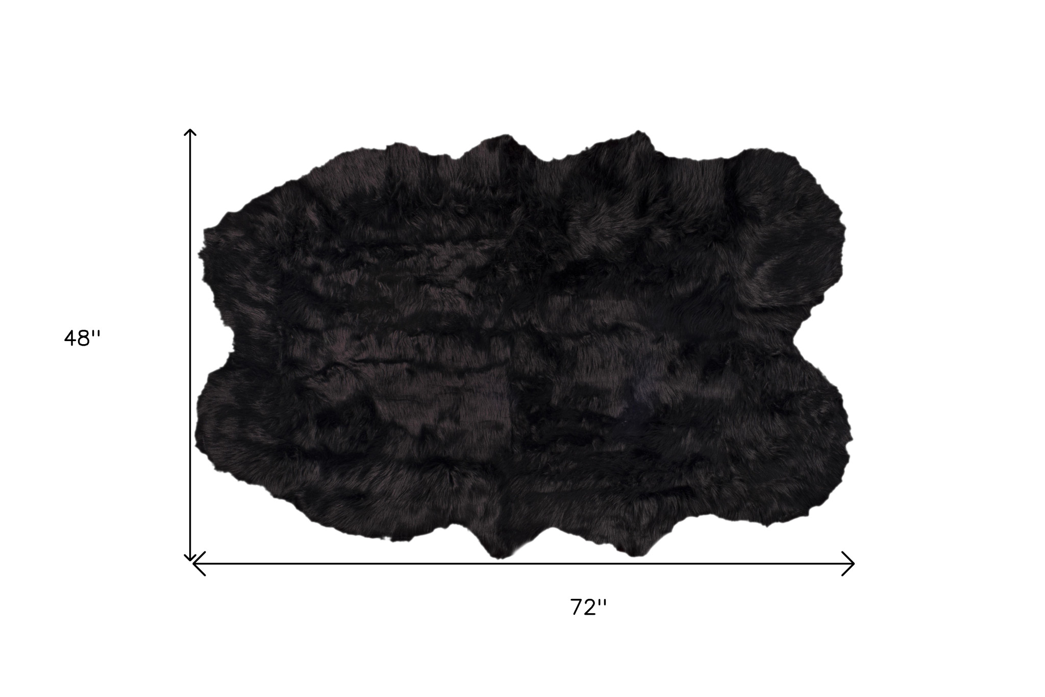 4" X 6" Black Faux Fur Washable Non Skid Area Rug