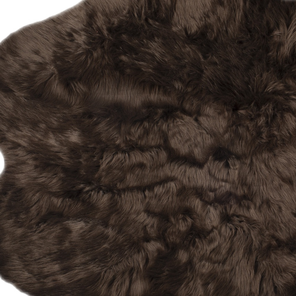 4" X 6" Chocolate Faux Fur Tufted Washable Non Skid Area Rug