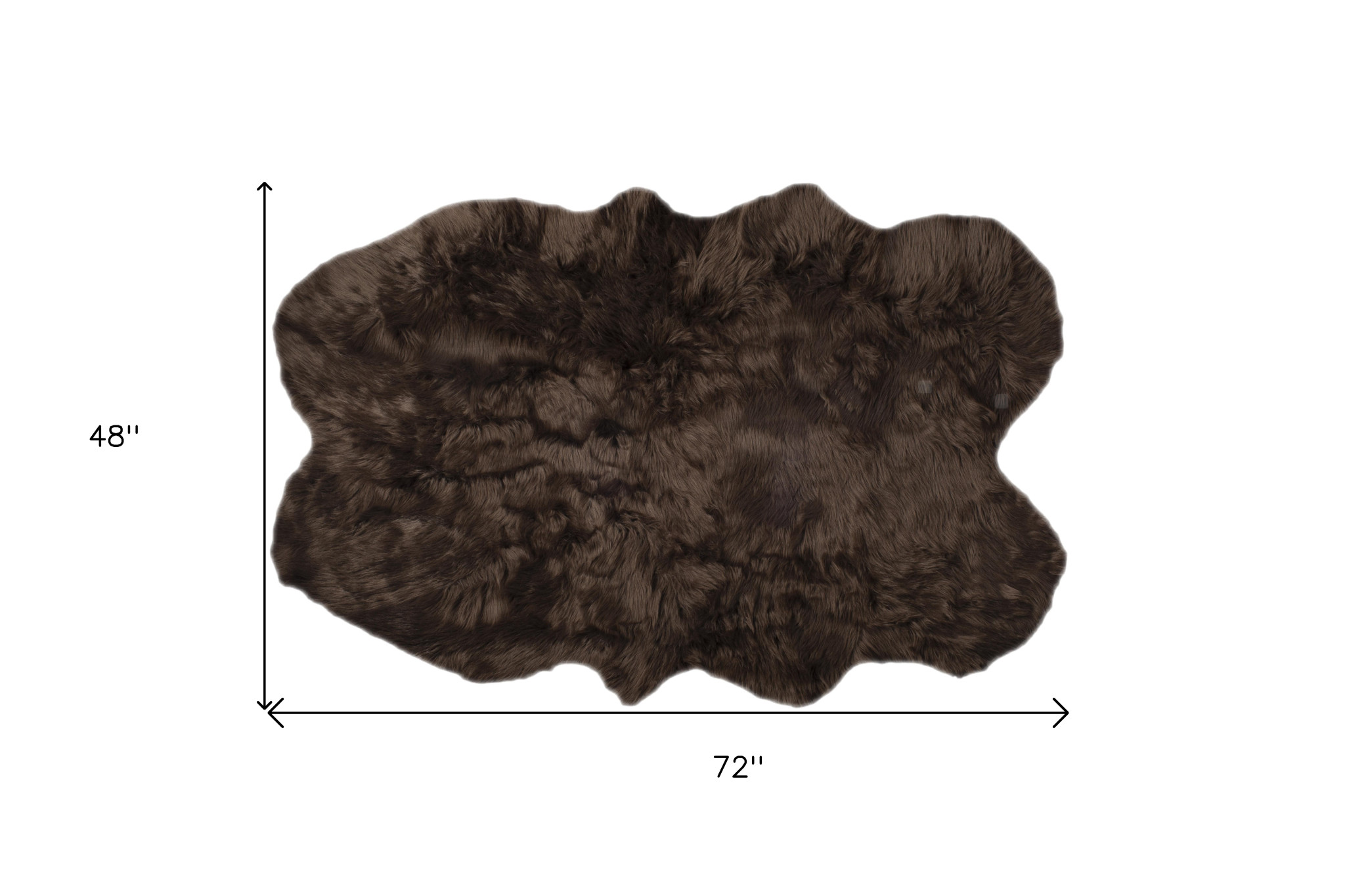 4" X 6" Chocolate Faux Fur Tufted Washable Non Skid Area Rug