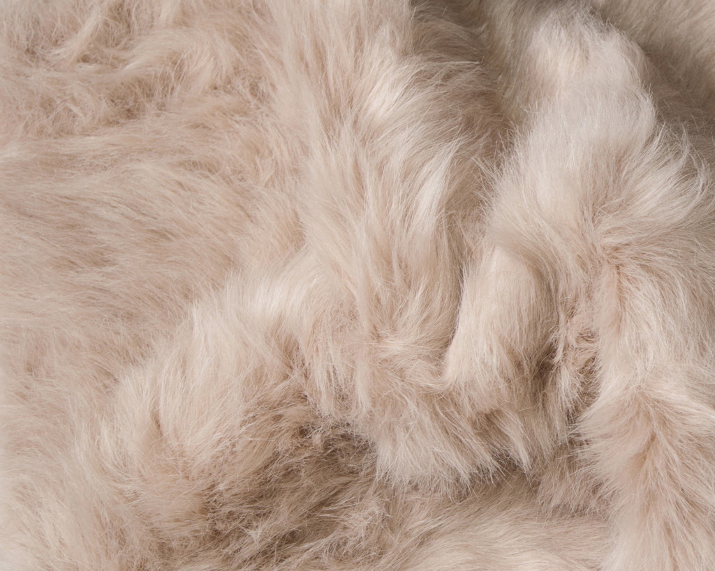 4" X 6" Taupe Faux Fur Washable Non Skid Area Rug