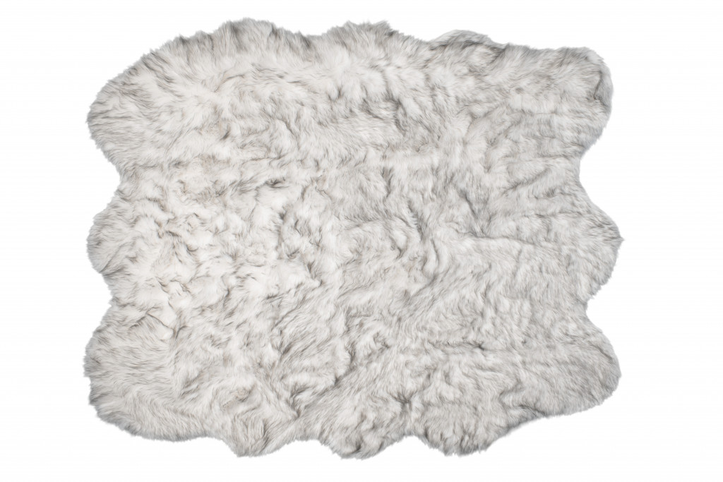 5" X 6" Grey Ombre Faux Sheepskin Non Skid Area Rug