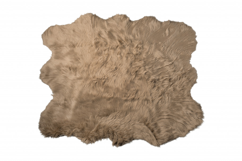 5" X 6" Tan Faux Sheepskin Non Skid Area Rug