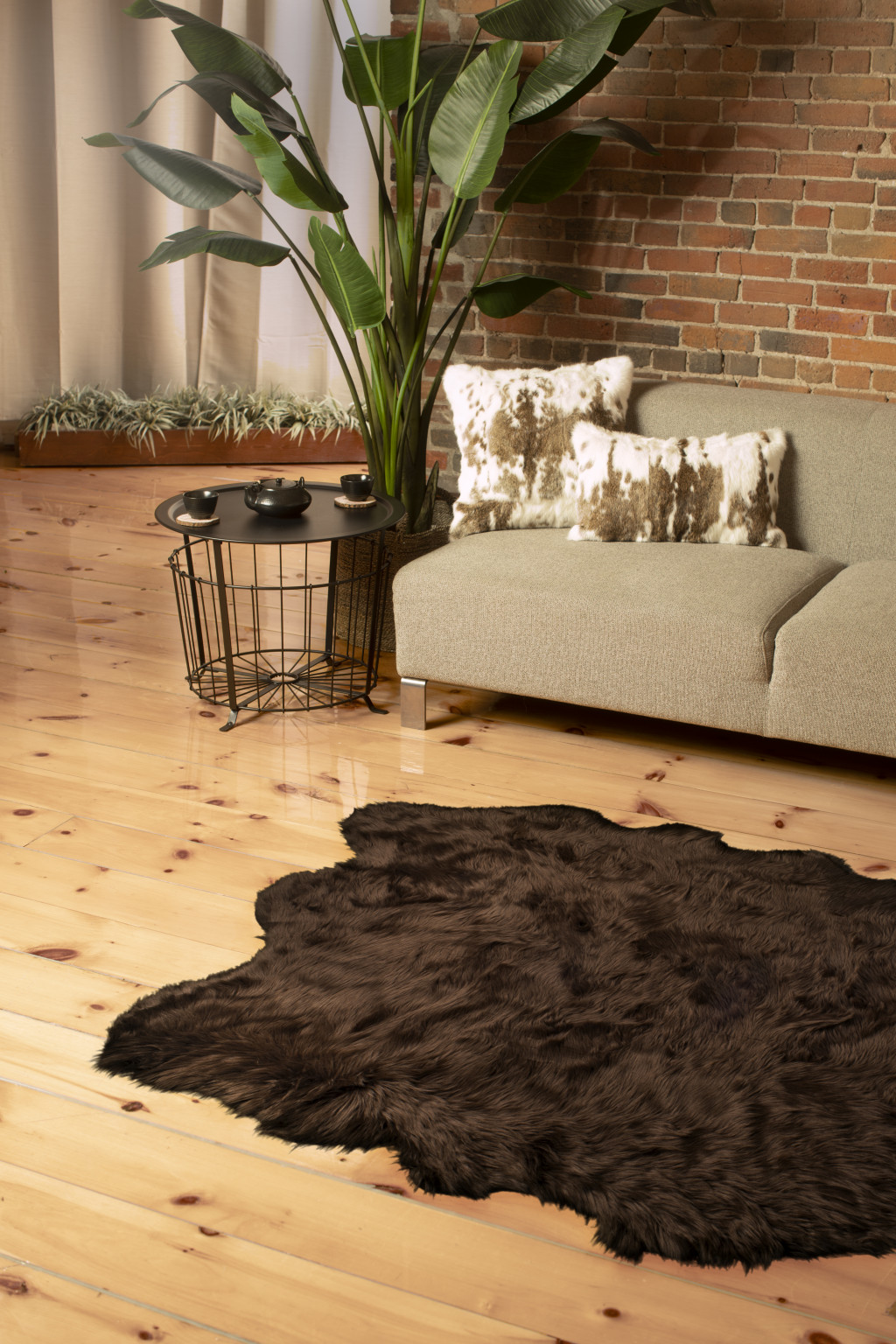 5" X 6" Chocolate Faux Sheepskin Non Skid Area Rug