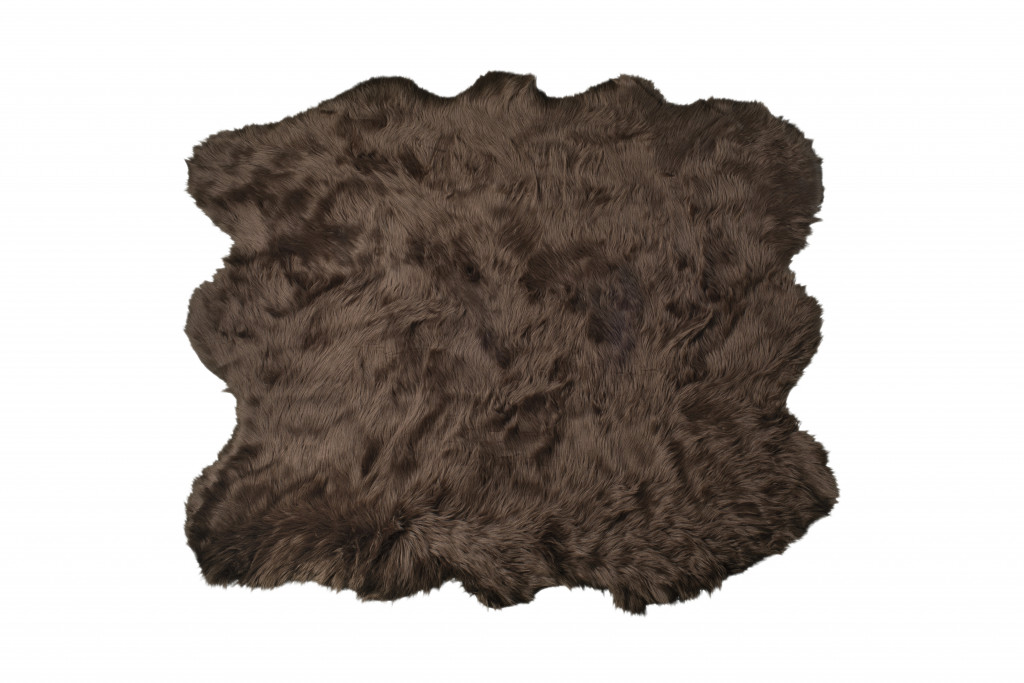 5" X 6" Chocolate Faux Sheepskin Non Skid Area Rug