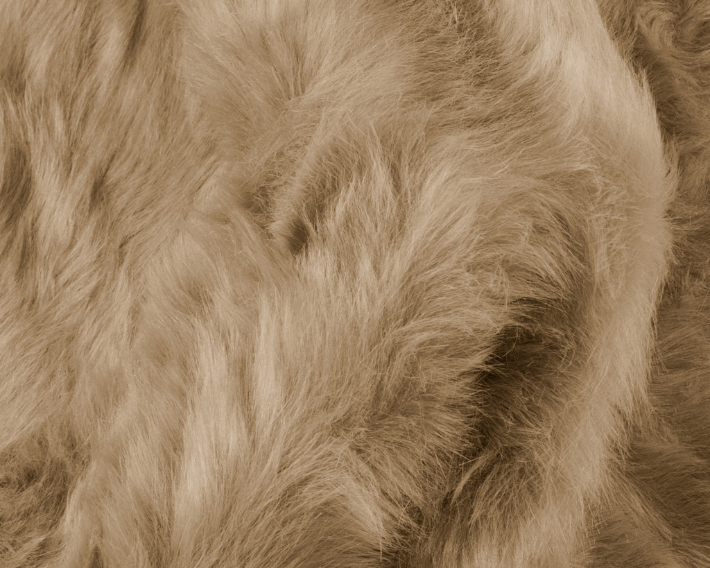 6" X 6" Tan Faux Fur Washable Non Skid Area Rug