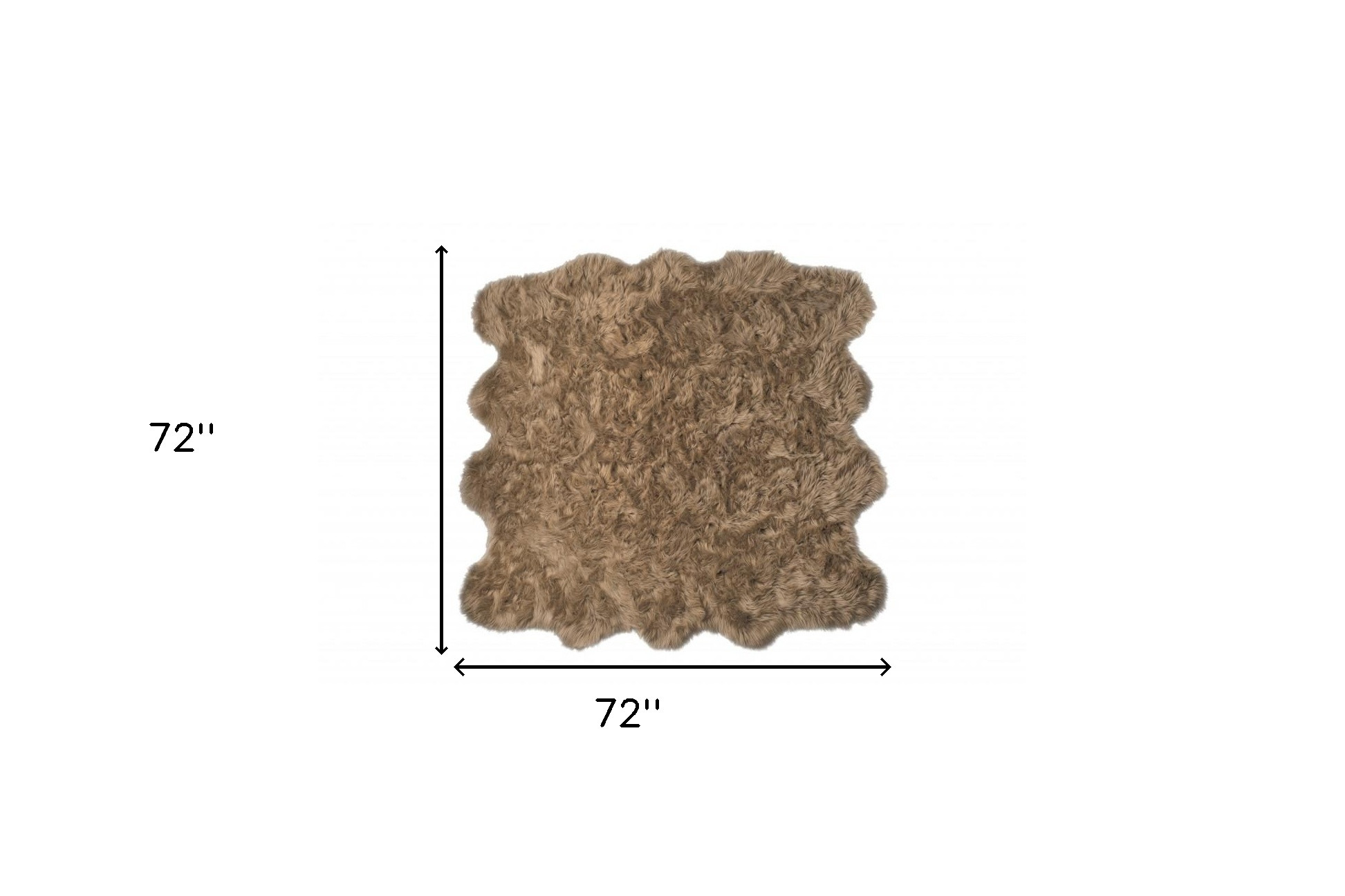 6" X 6" Tan Faux Fur Washable Non Skid Area Rug