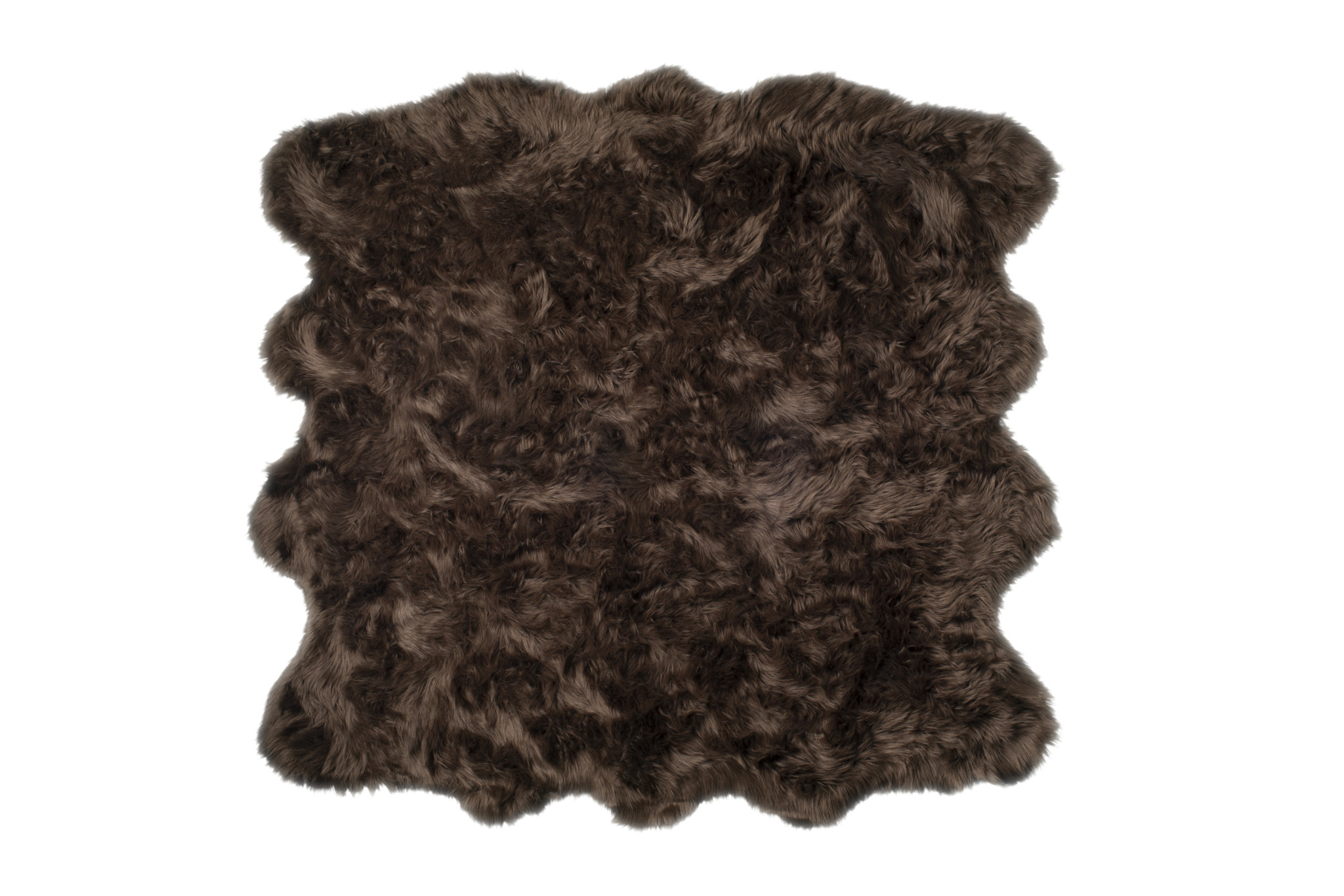 6" X 6" Chocolate Faux Fur Washable Non Skid Area Rug