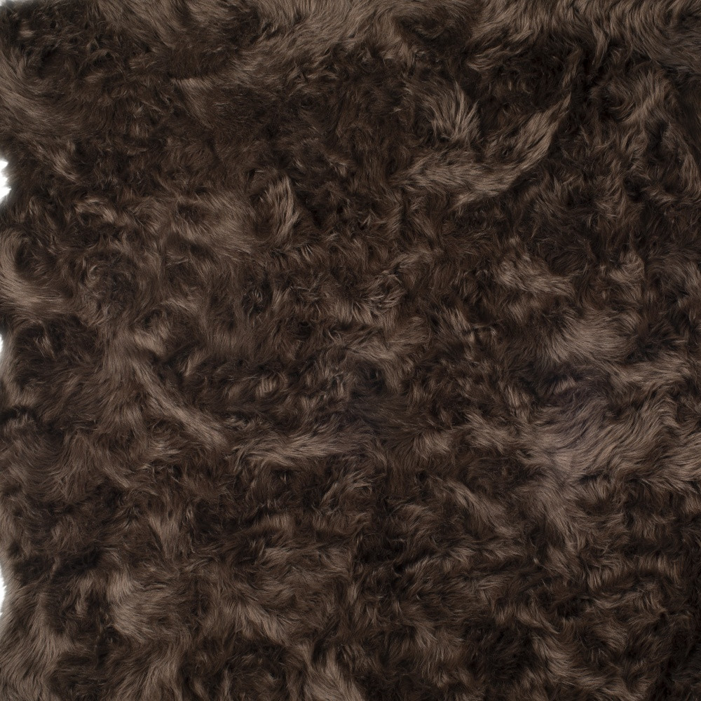 6" X 6" Chocolate Faux Fur Washable Non Skid Area Rug