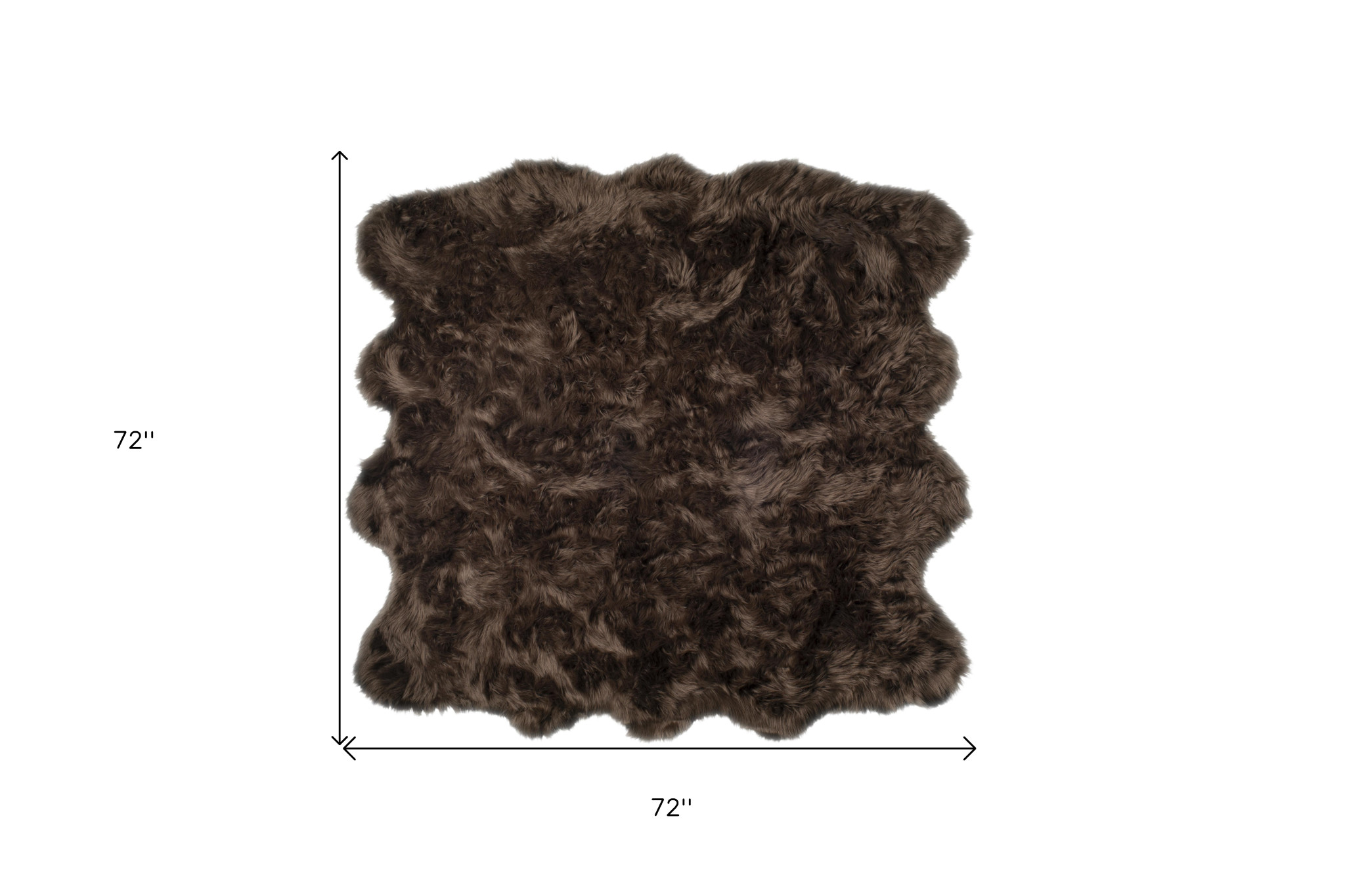 6" X 6" Chocolate Faux Fur Washable Non Skid Area Rug