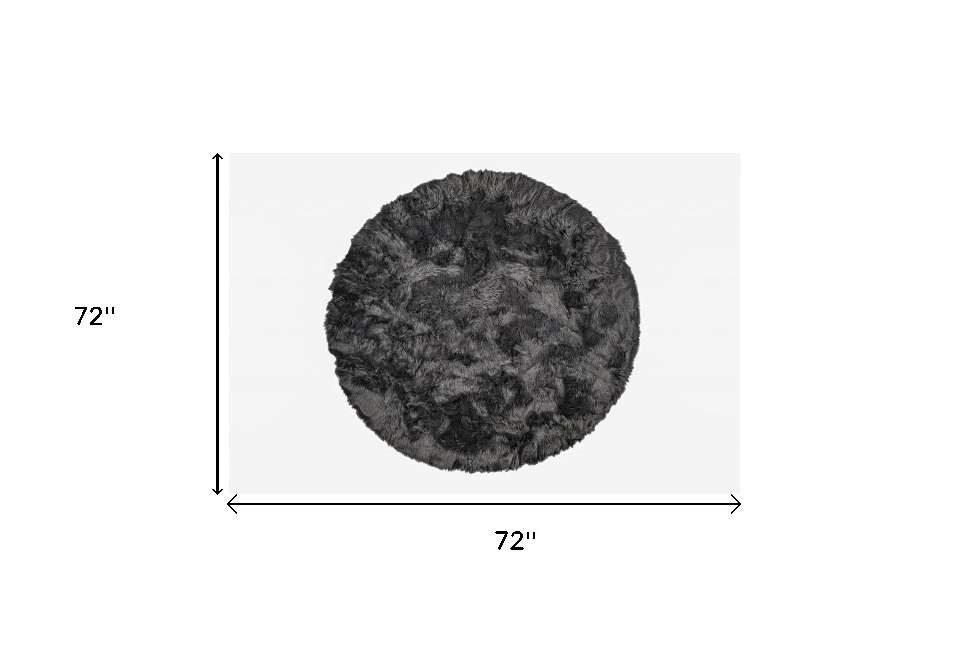 6" X 6" Grey Round Faux Fur Washable Non Skid Area Rug