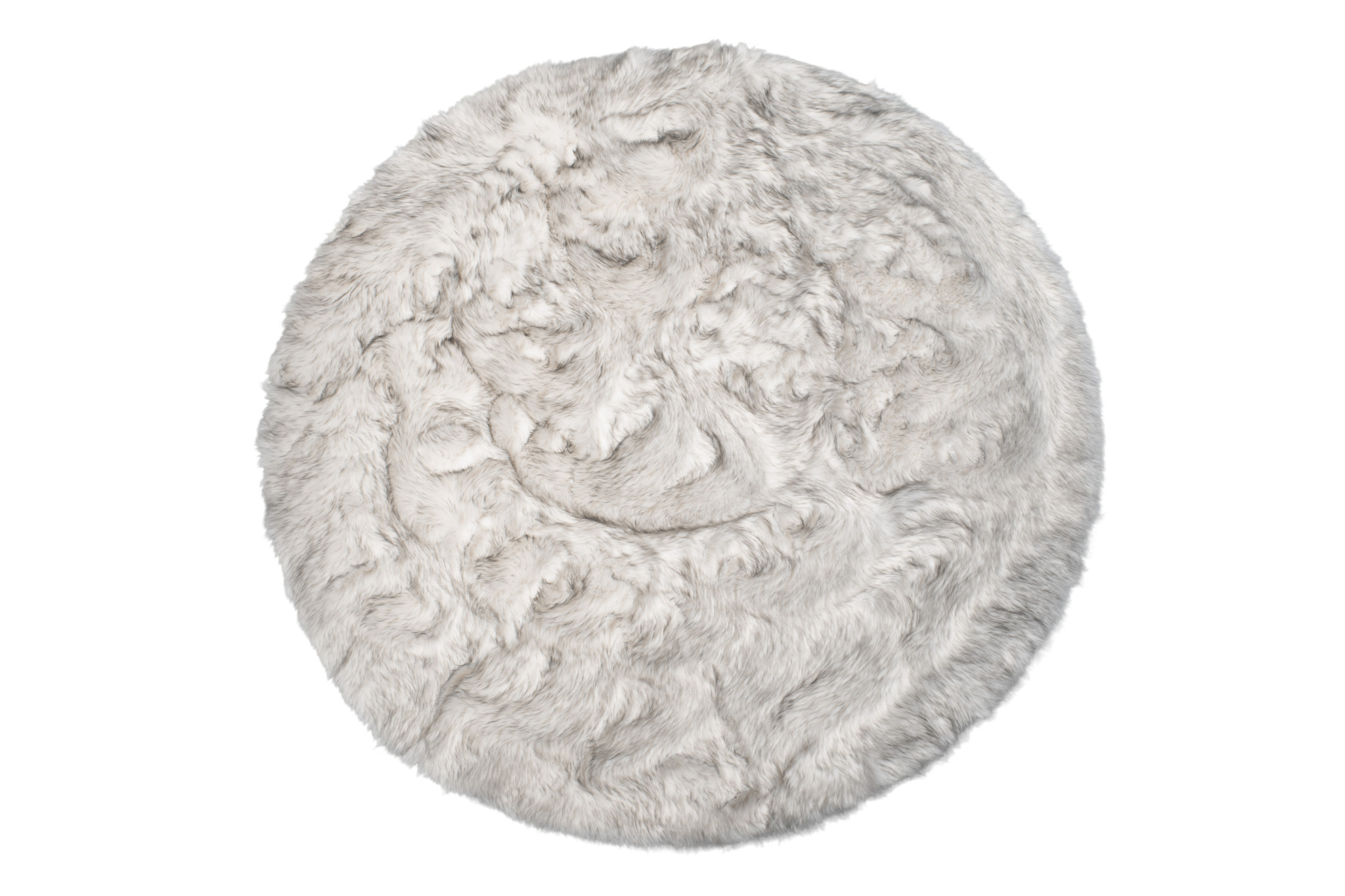 6" X 6" Ombre Grey Round Faux Fur Washable Non Skid Area Rug