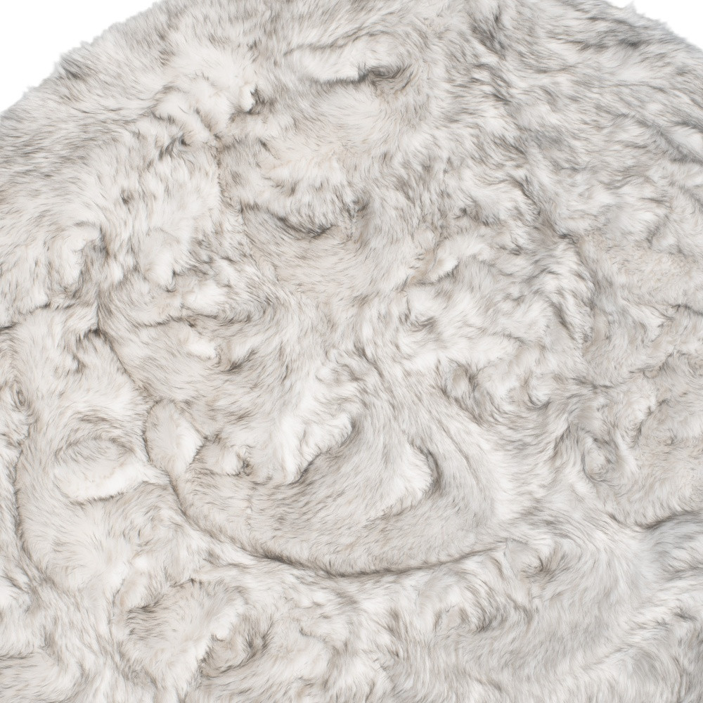 6" X 6" Ombre Grey Round Faux Fur Washable Non Skid Area Rug
