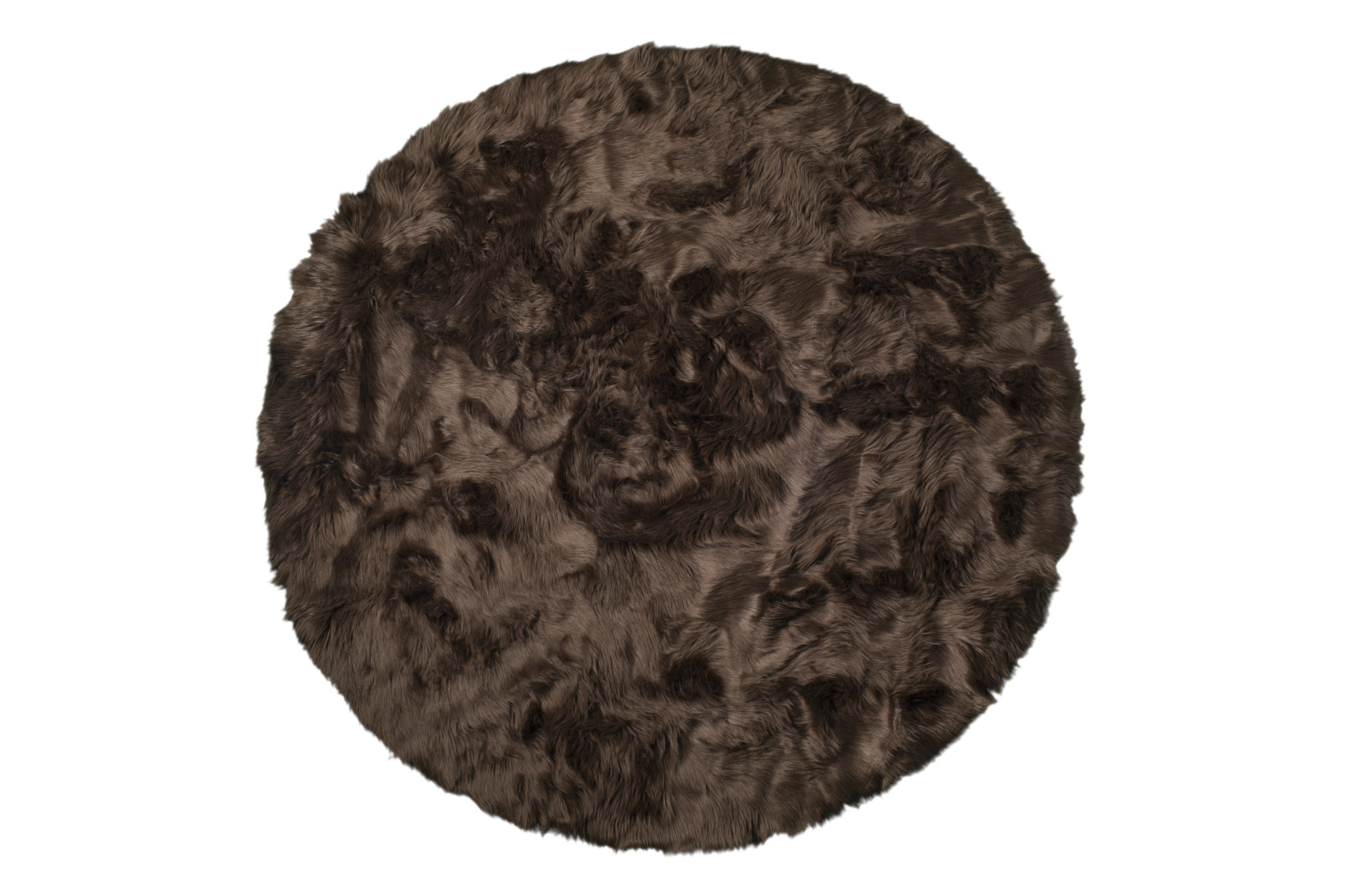 6" X 6" Chocolate Round Faux Fur Washable Non Skid Area Rug