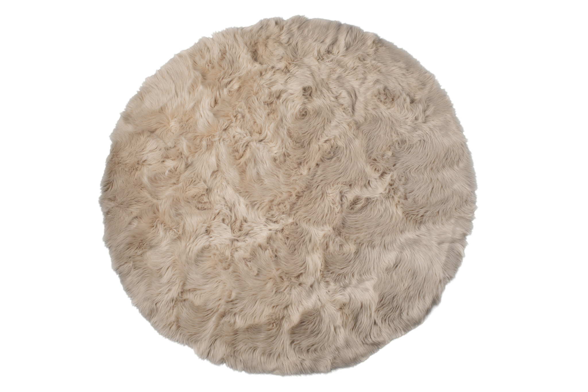 6 X 6 Taupe Round Faux Fur Washable Non Skid Area Rug