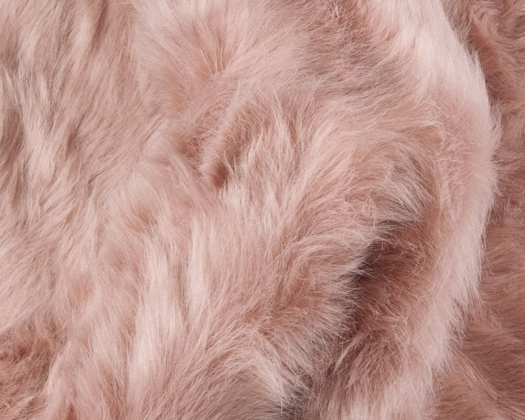 6" X 6" Dusty Rose Round Faux Fur Washable Non Skid Area Rug