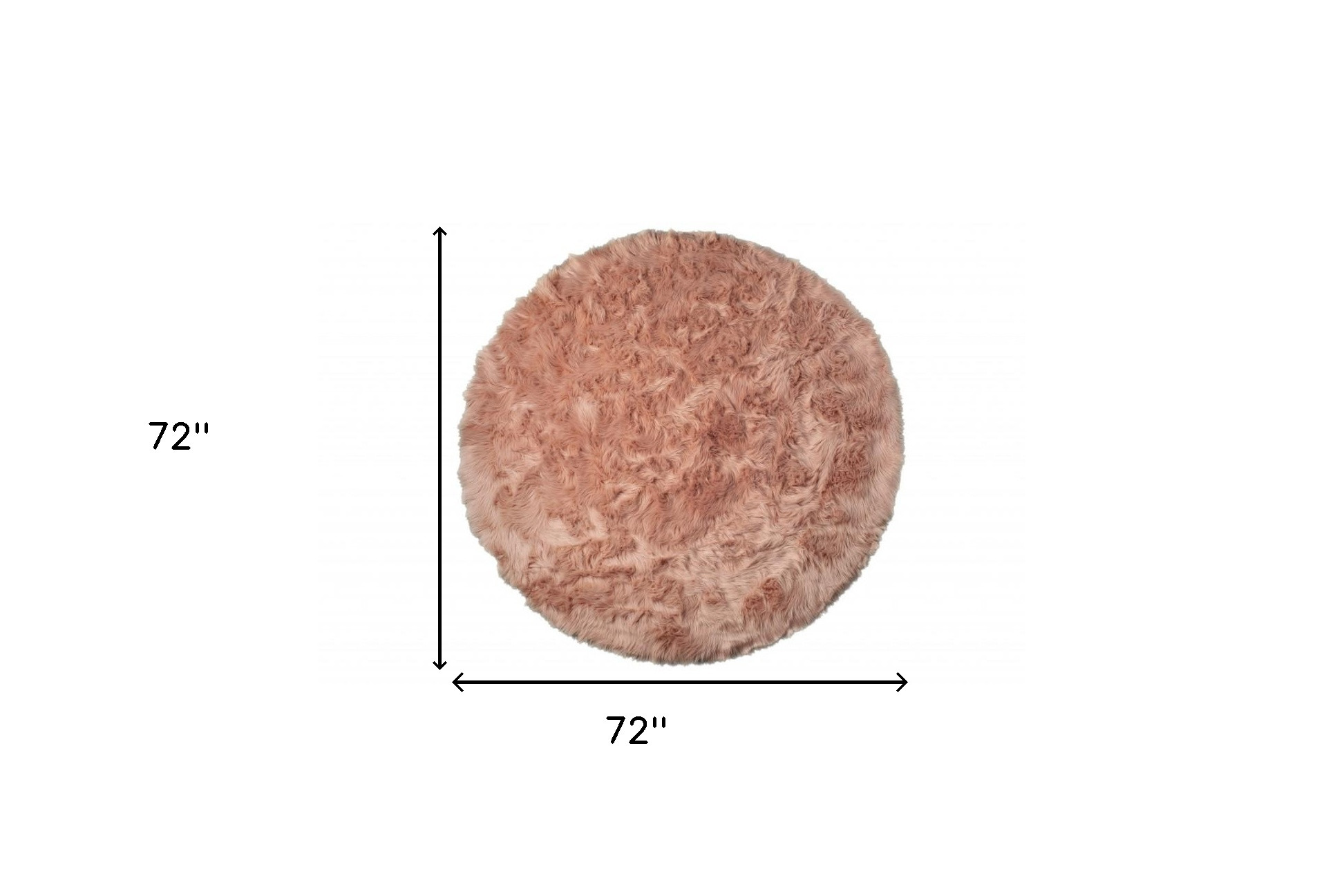 6" X 6" Dusty Rose Round Faux Fur Washable Non Skid Area Rug