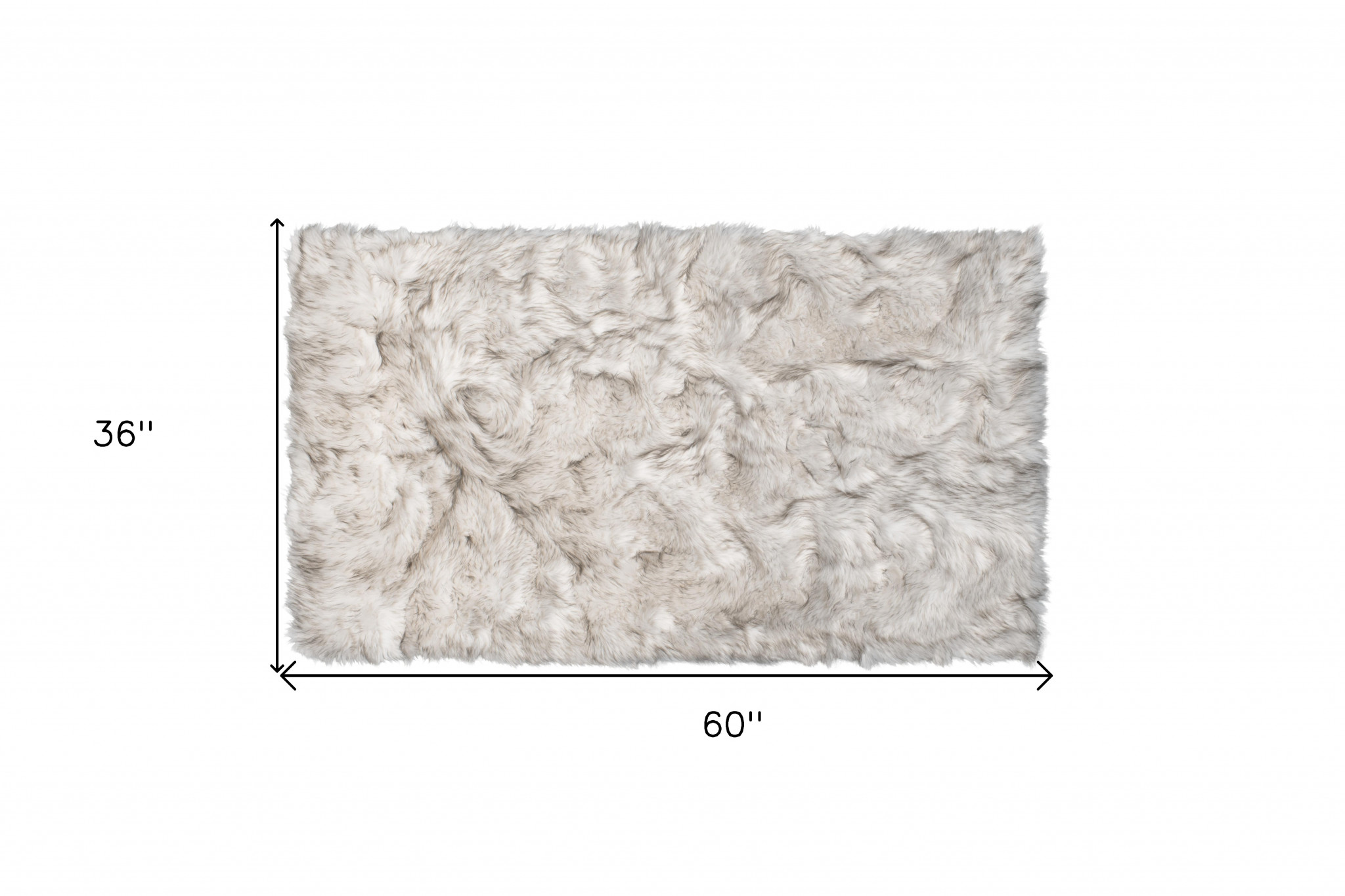 3" X 5" Chocolate Faux Fur Ombre Non Skid Area Rug