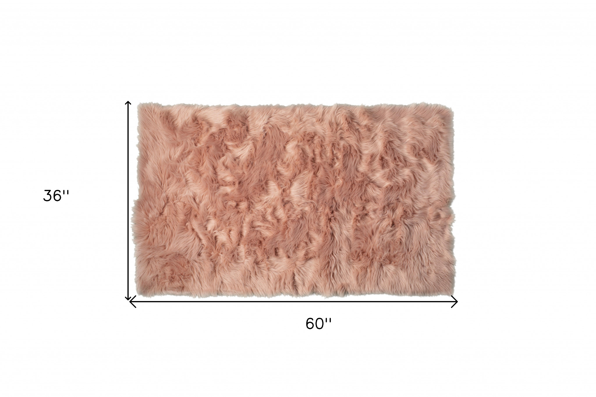 3" X 5" Dusty Rose Faux Fur Non Skid Area Rug