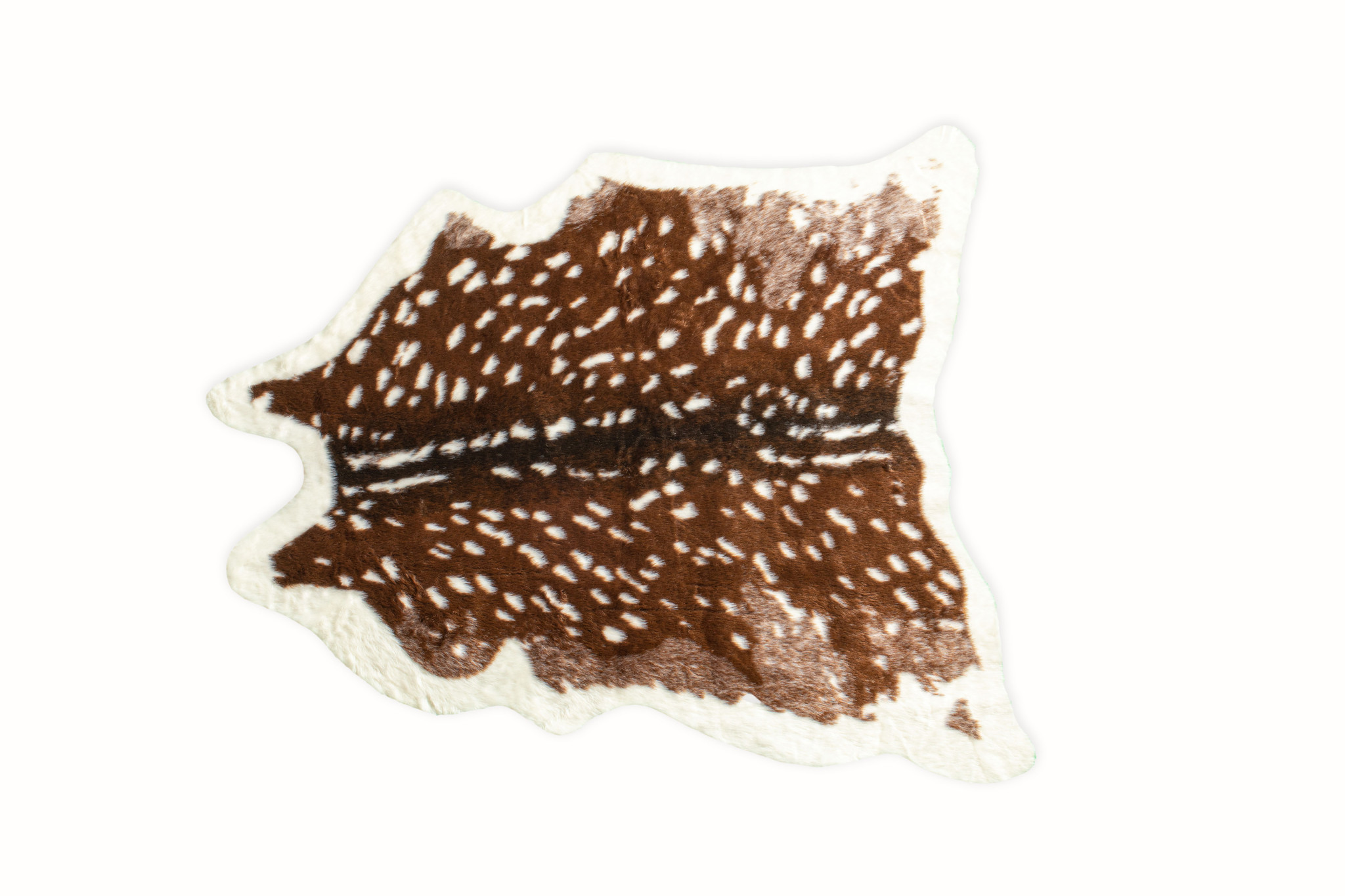 5" X 8" Off White And Brown Faux Cowhide Tufted Washable Non Skid Area Rug