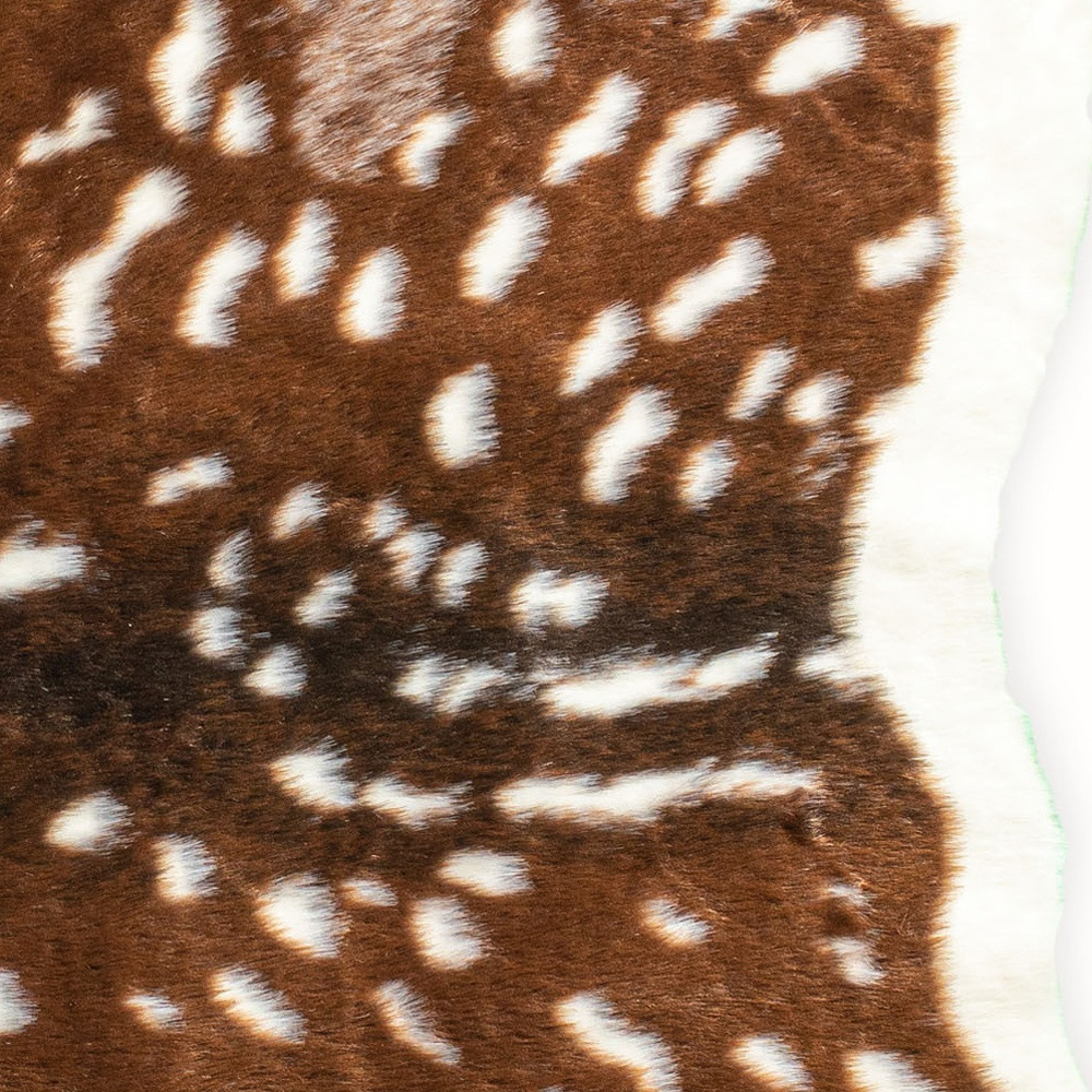 5" X 8" Off White And Brown Faux Cowhide Tufted Washable Non Skid Area Rug