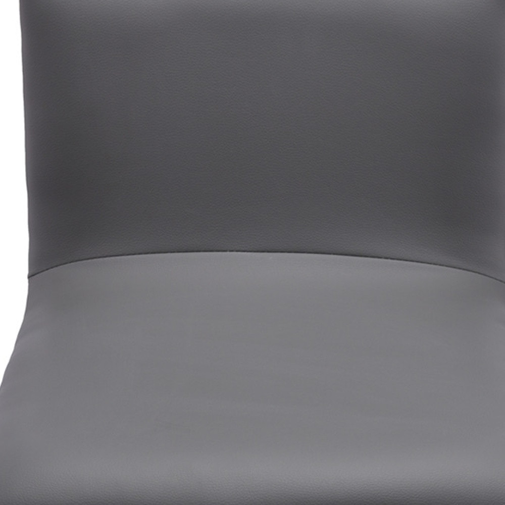 Adjustable Grey Faux Leather Walnut And Stainless Swivel Bar Stool