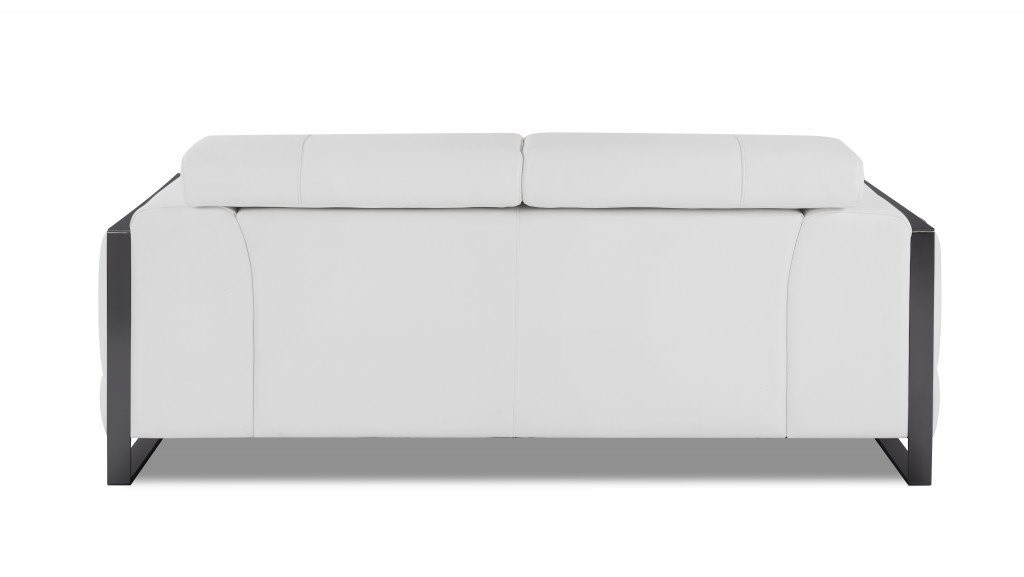 75"" White Italian Leather And Chrome Love Seat