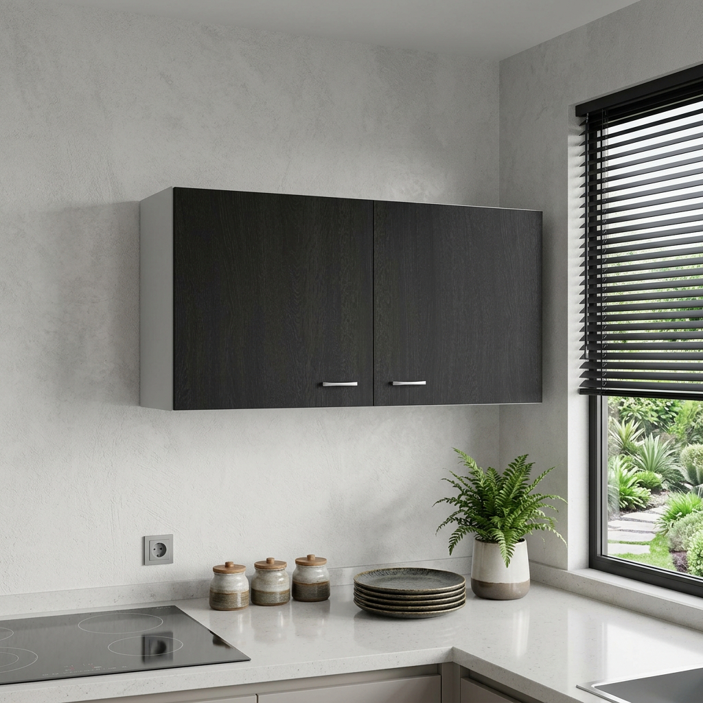 39" Black and White Wood Wall Mounted Accent Cabinet With Two Doors