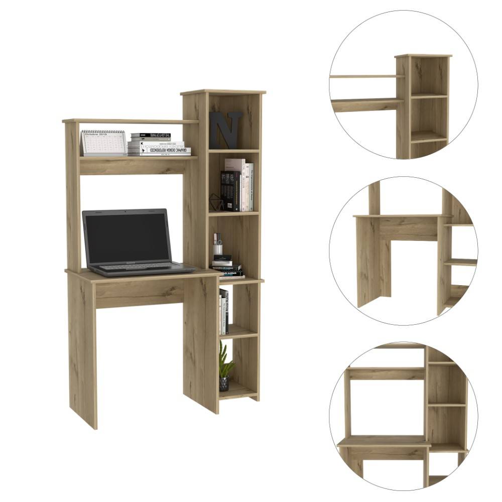 Modern Light Oak  Office Desk With Storage Cabinet