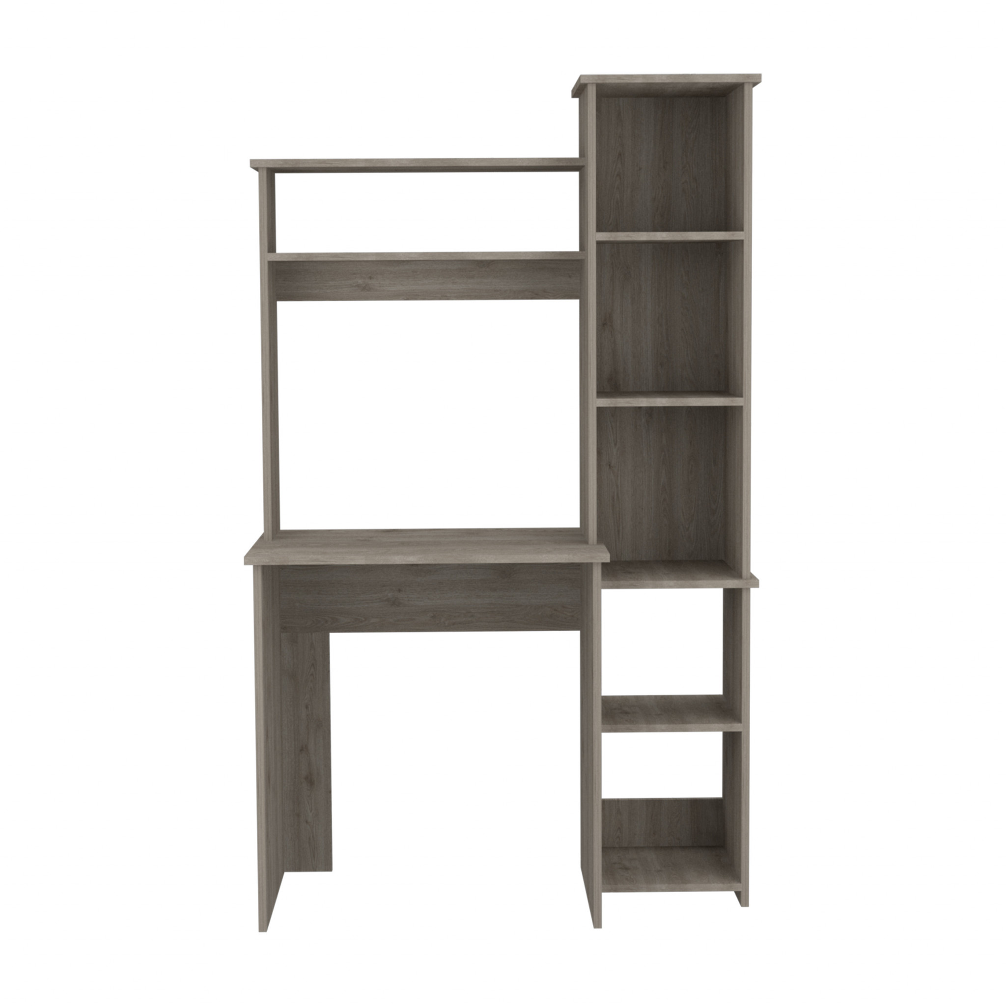 Modern Light Gray Office Desk With Storage Cabinet