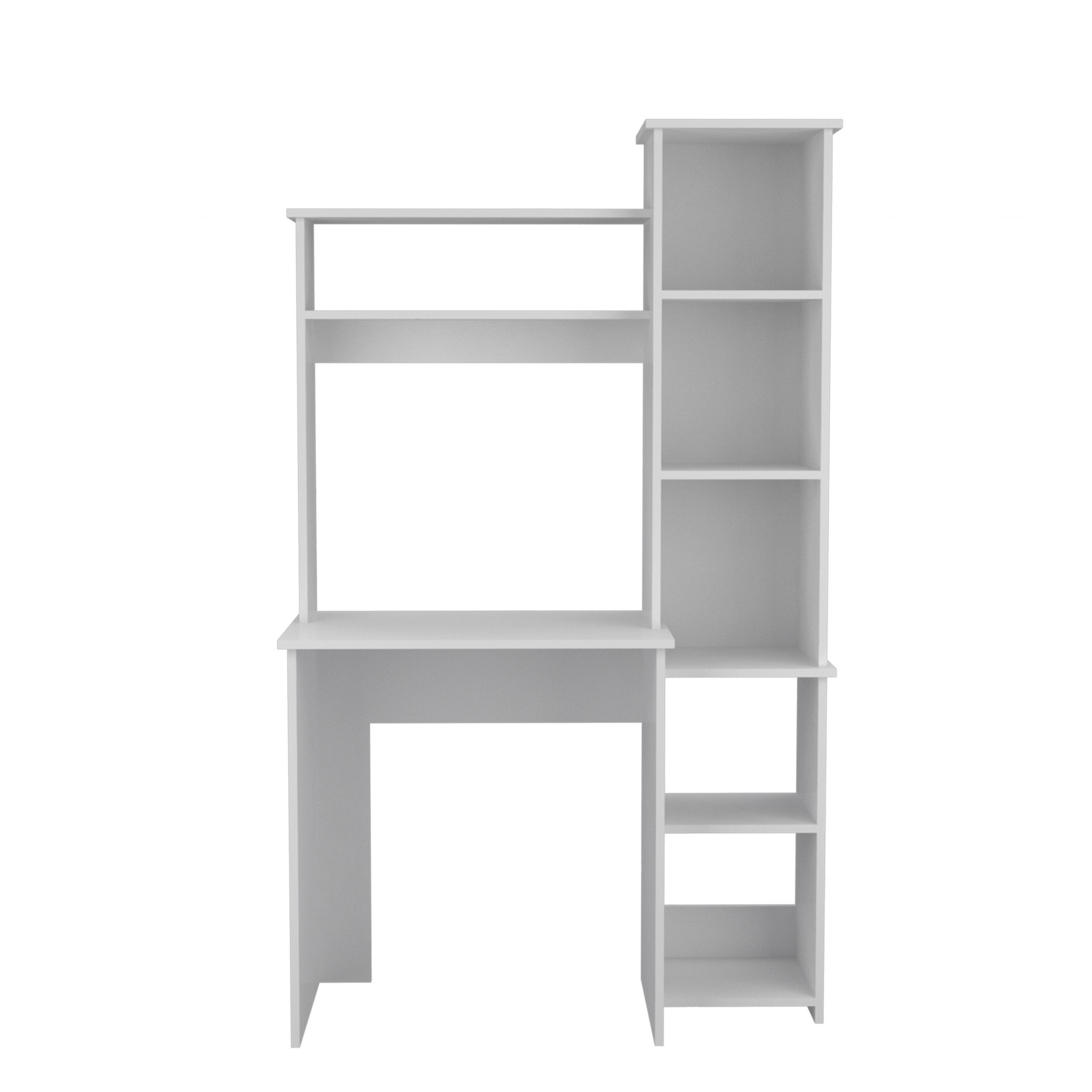 Modern White  Office Desk With Storage Cabinet