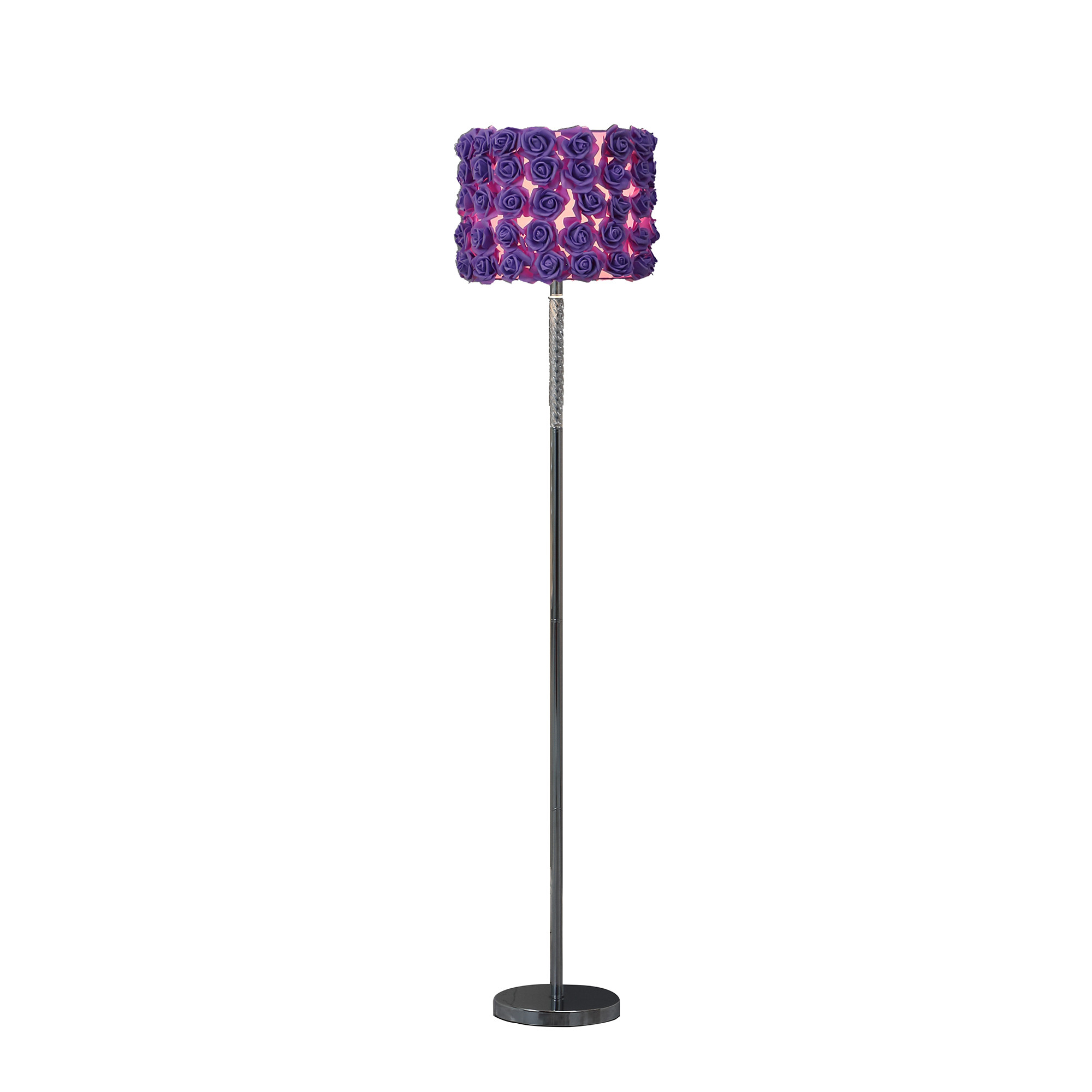 63" Steel Traditional Shaped Floor Lamp With Lavender Drum Shade-478192-1