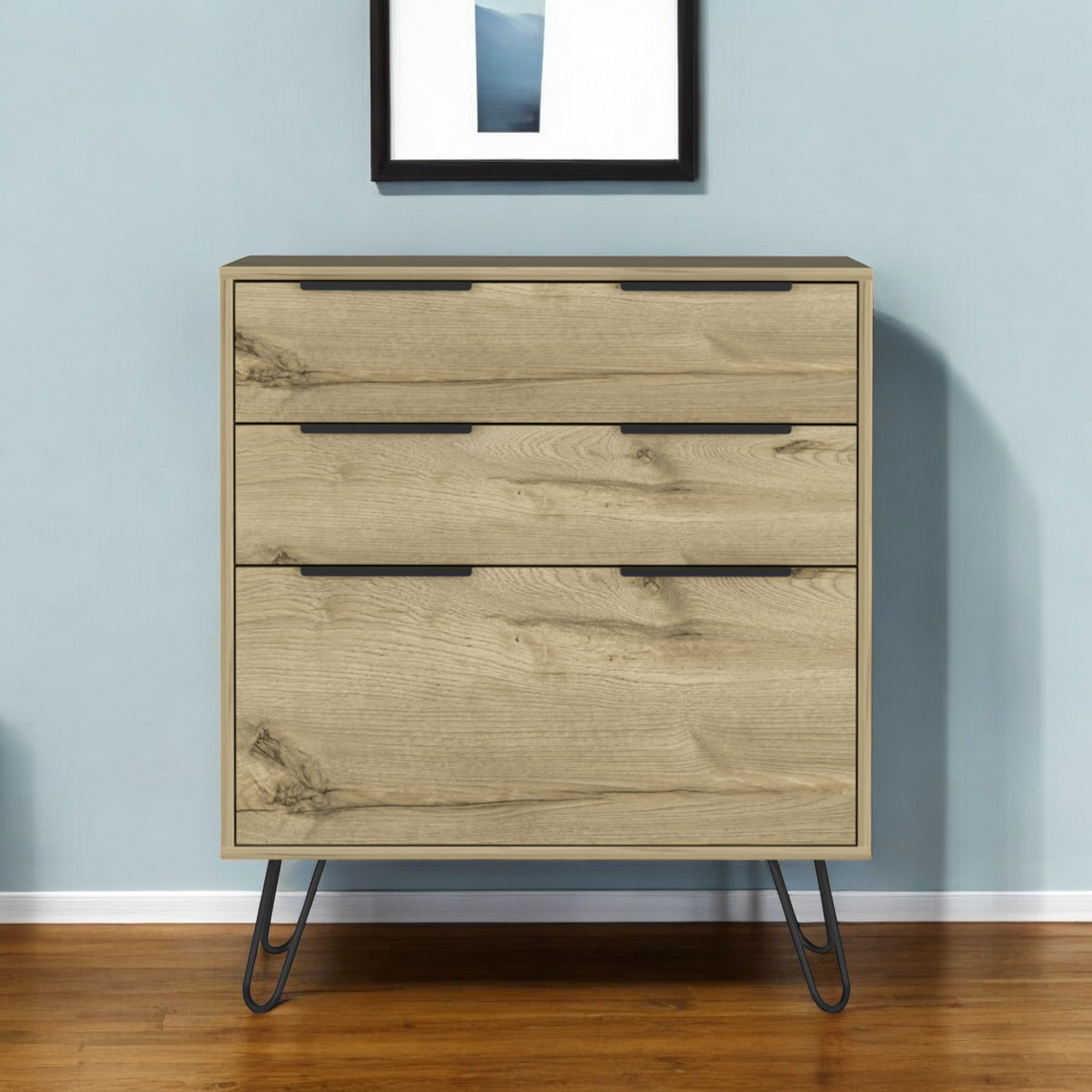 30" Brown and Black Three Drawer Dresser-478261-1