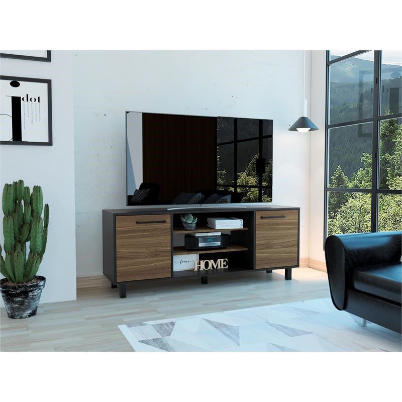 Sleek And Stylish Carbon Espresso Television Stand