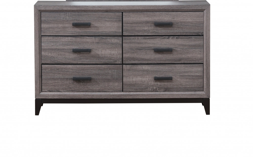 58" Gray Solid and Manufactured Wood Six Drawer Double Dresser-478651-1