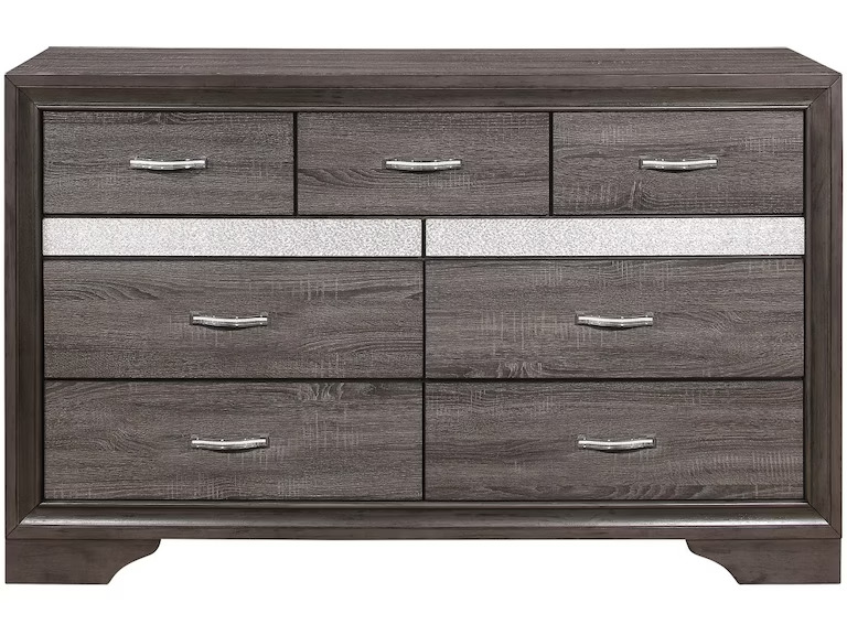 62" Grey Solid Wood Nine Drawer Double Dresser-478658-1