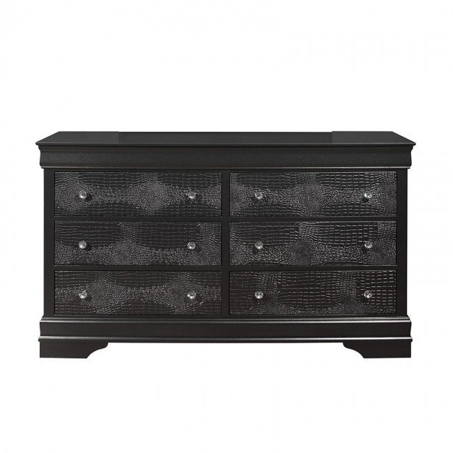 58" Metallic Grey Solid Wood Six Drawer Double Dresser-478660-1