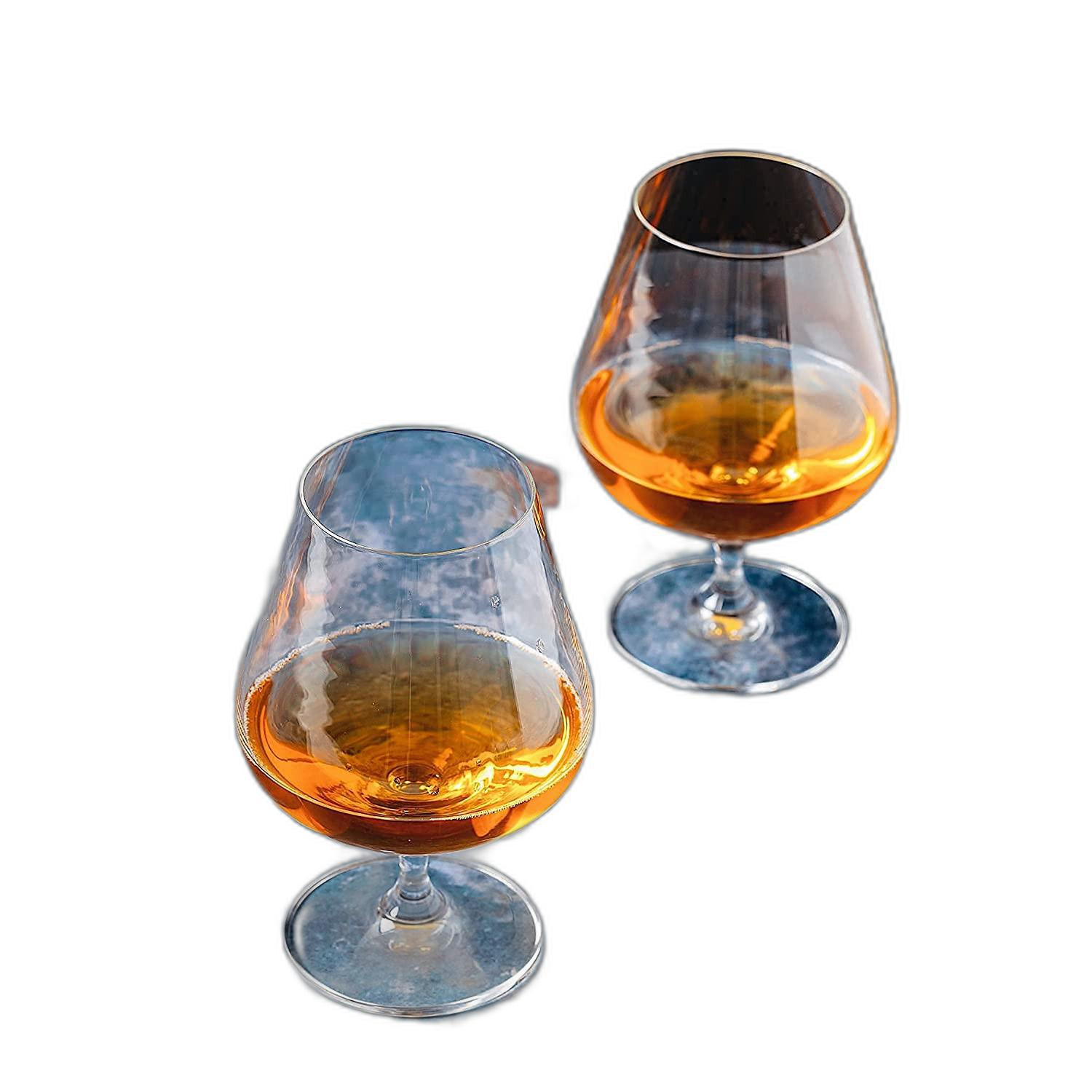 Set of Two Mod Stem Lead Free Crystal Cognac Glasses