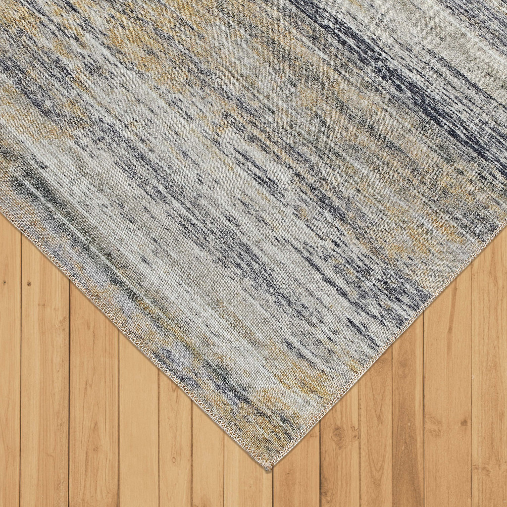 5" X 8" Gold Abstract Stain Resistant Area Rug