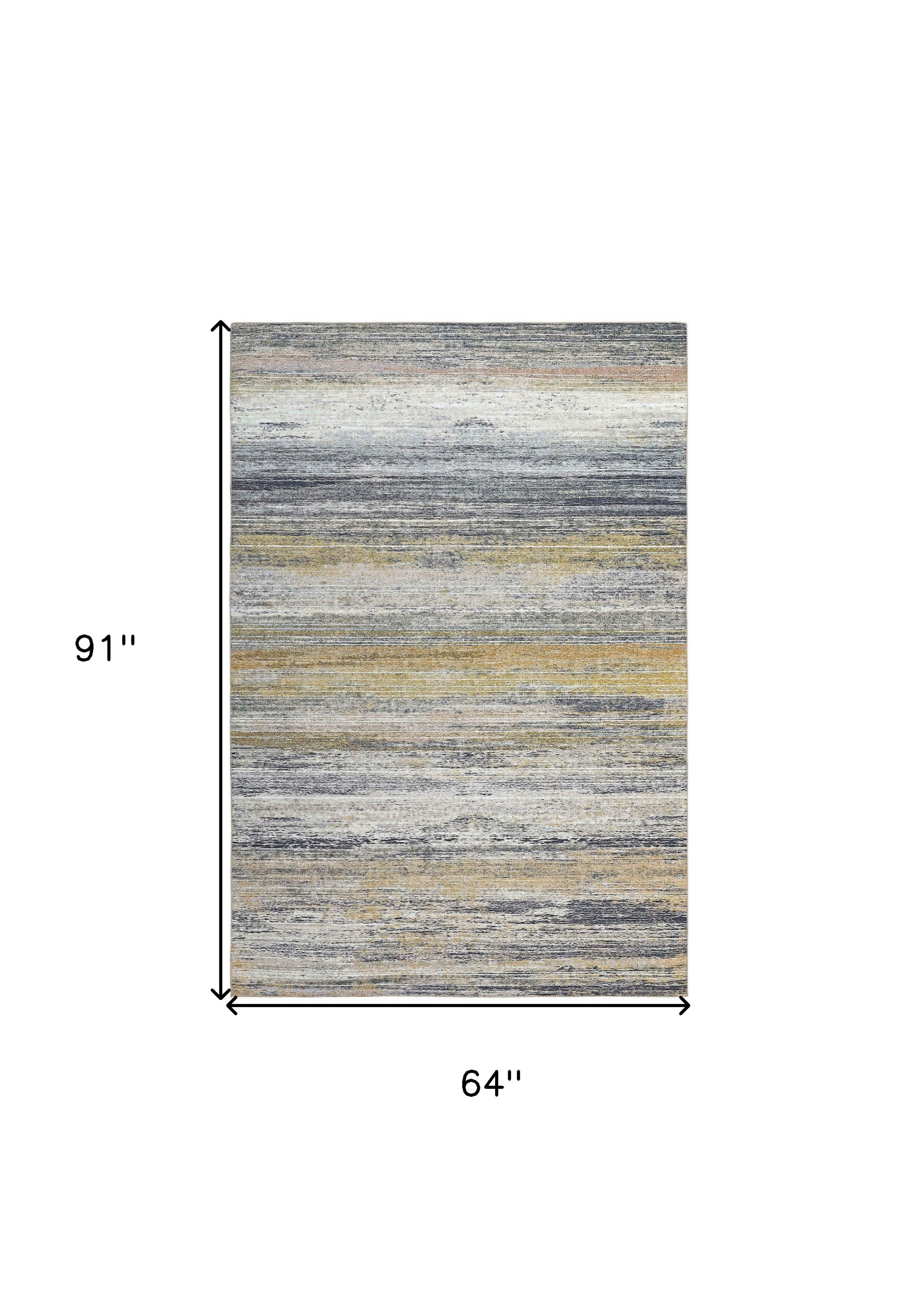 5" X 8" Gold Abstract Stain Resistant Area Rug